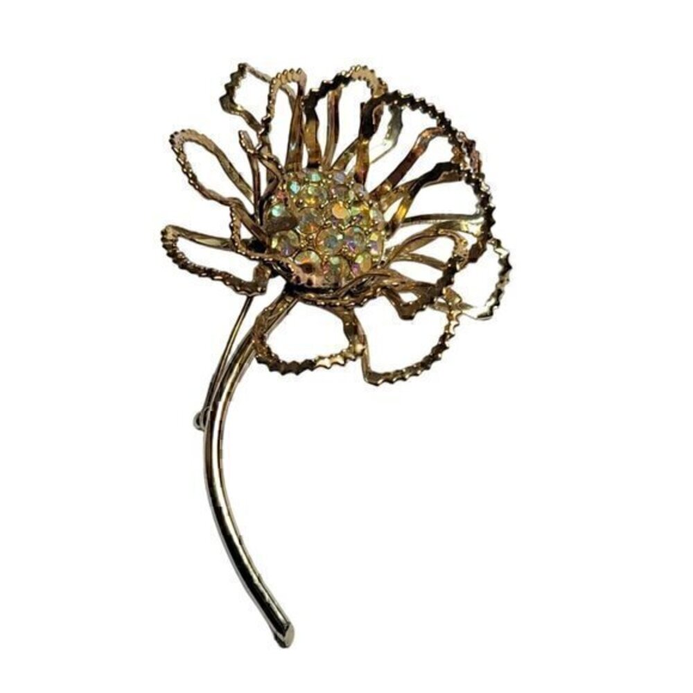 Sarah Coventry Illusion Brooch Pin Flower Gold Tone